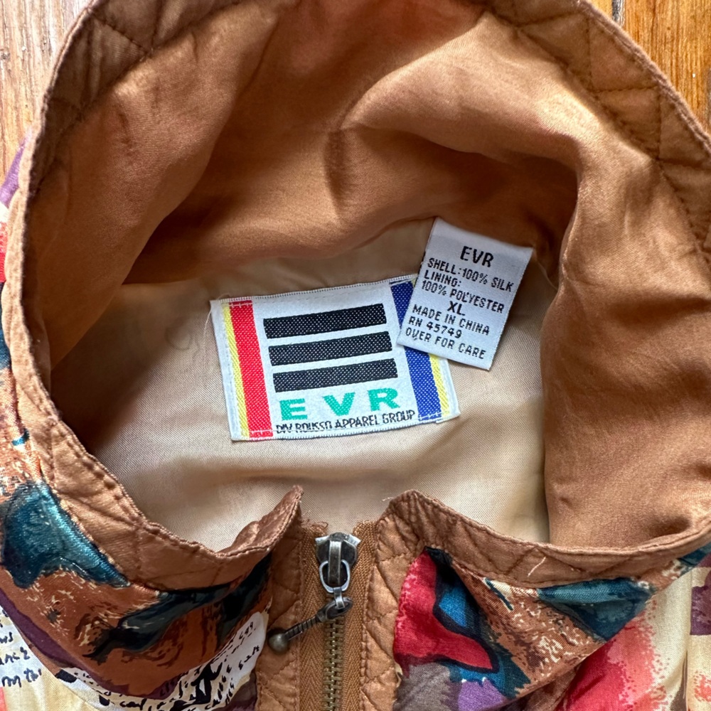 Colorful Patterned Jacket With Brown Sleeves - image 3